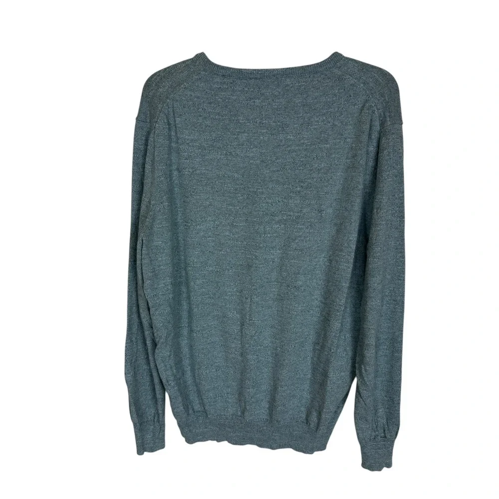 J Crew Mens V‎ Neck Sweater Light Blue Cotton Size Large